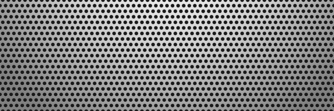 Metal background steel for iron grid black and dot chrome mesh. Stainless plate hole for pattern carbon grill and sheet grate dark. Metal silver 3d for iron vector circle and grid tech fibre.