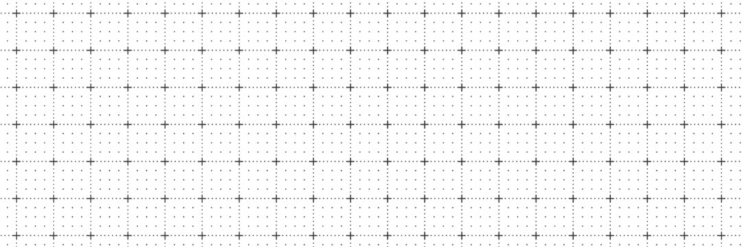 Grid pattern millimeter and line paper Dot with square tech cross. White blueprint lattice and fui background notebook with graph science plan. Math grid blue and matrix line Graphic.