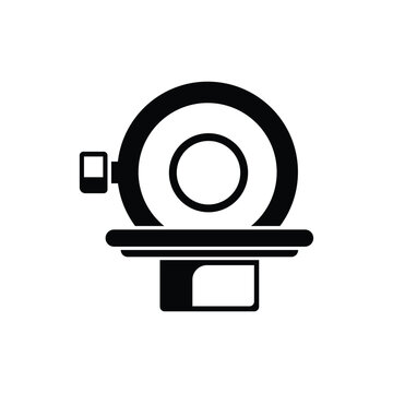 MRI scanner icon in flat style, medical imaging equipment illustration isolated on white background