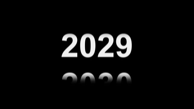 Animation of years counter spinning from 2015 to 2030, smooth transition, retro to modern timeline effect, useful for history, decades or time progression concepts 4k video