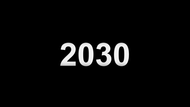 Animation of years counter spinning from 2025 to 2030, smooth transition, retro to modern timeline effect, useful for history, decades or time progression concepts 4k video