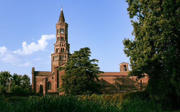 Side View of Chiaravalle Abbey, Milan, Lombardy, Italy