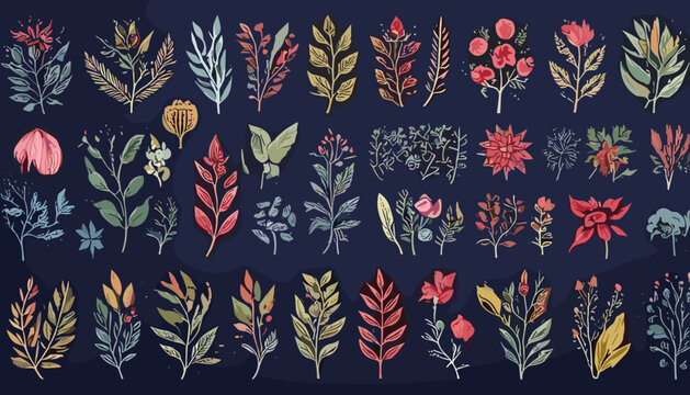 Vibrant Fall Season Foliage and Botanical Leaf Pattern Wallpaper for Organic Thanksgiving Textile Prints