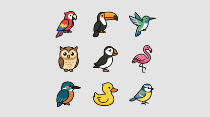 Collection of diverse cartoon birds © Soraa