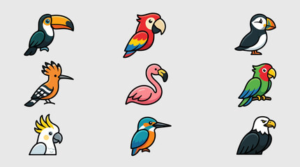 Collection of diverse cartoon birds © Soraa