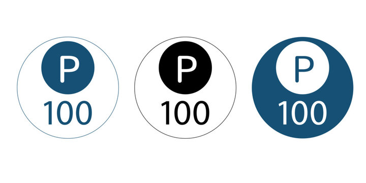 Blue and black 100 points reward badge icon set