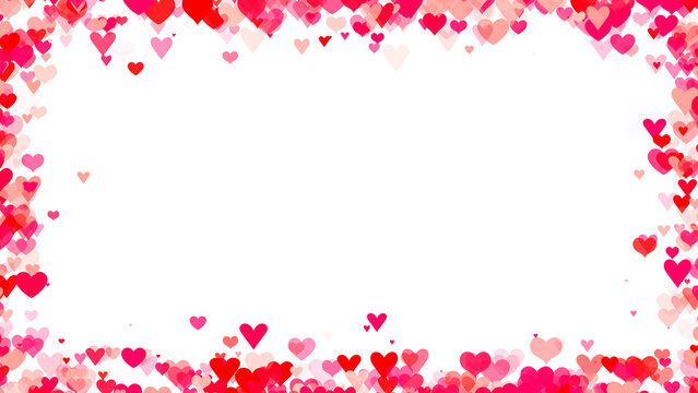 valentines day red hearts shapes border frame isolated on transparent background, png love and romantic valentine social media overlay design element