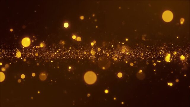 Radiant Golden Bokeh Particles Float Through Warm Darkness Cinematic Motion Toward Joy and Celebration Perfect for Luxury Advertising and Holiday Presentations