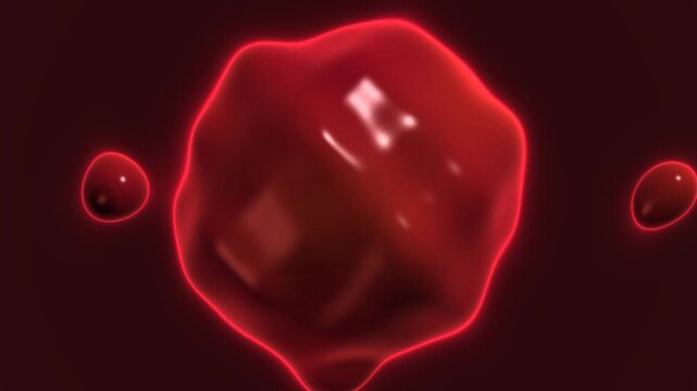 Abstract 3D Morphing Liquid Spheres in Crimson Eclipse Style
