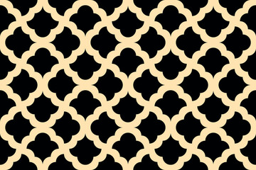 Naklejka premium Flower geometric pattern. Seamless vector background. Golden and black ornament