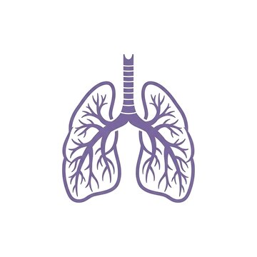 Stylized Purple Human Lungs Illustration Vector Icon.