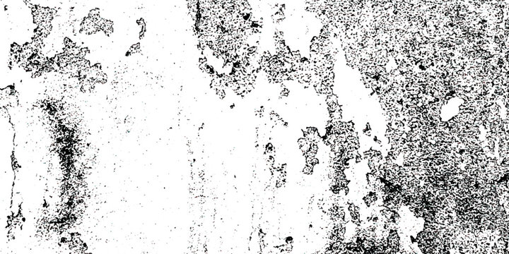 Black and white Dust overlay distress grungy effect paint, dirt overlay or screen effect white dust and scratches on a black background. Old, textured black grunge pattern design with an ink splash. 