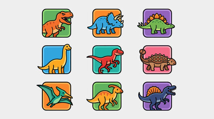 Collection of diverse dinosaur icons © Soraa