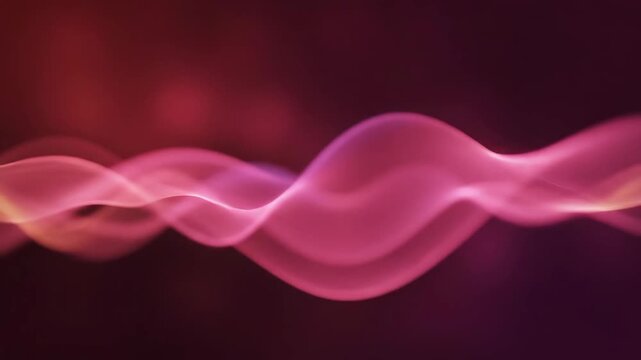 Abstract pink flowing wave pattern visualization, featuring smooth curved lines representing sound, digital data, or energy on a dark, futuristic background.
