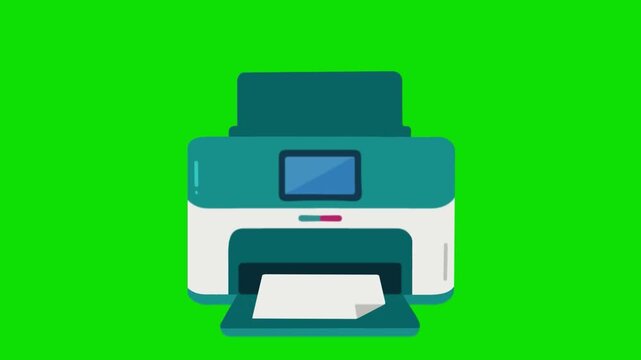 A paper printer for printing assignments. Green background.