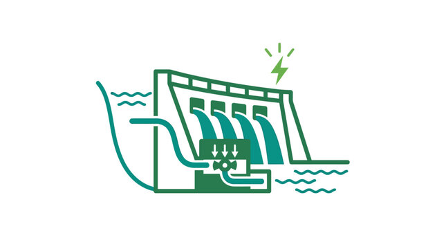 Hydroelectric Dam Icon - Water Power Energy Vector