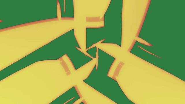 An image of yellow orange lines arrows isolated on green screen background