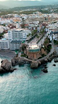 Aerial view of Nerja picturesque town and one of the most famous viewpoints on the Costa del Sol &ndash; Balc&oacute;n de Europa