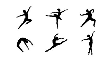 Dynamic ballet dancer silhouettes, expressive dance poses, elegant ballet figures, vector collection © AMINURISLAM
