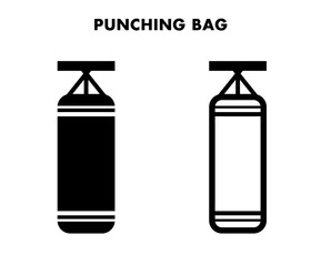 Fototapeta premium Punching bag boxing training icon in solid and outline