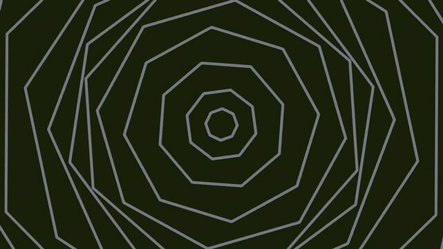 Abstract background with concentric geometric heptagon shapes in dark green tones.