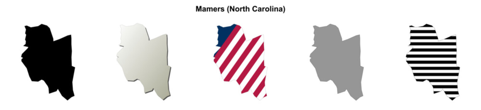 Mamers (North Carolina) blank outline map set