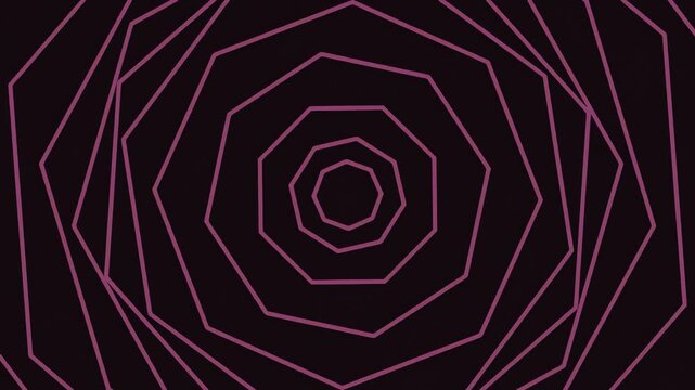 Abstract background featuring concentric pink geometric heptagon shapes on a dark background.