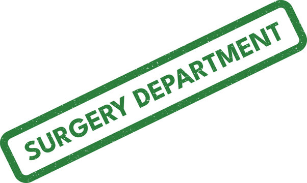 Green surgery department rubber stamp for medical operations and specialized surgical treatment areas