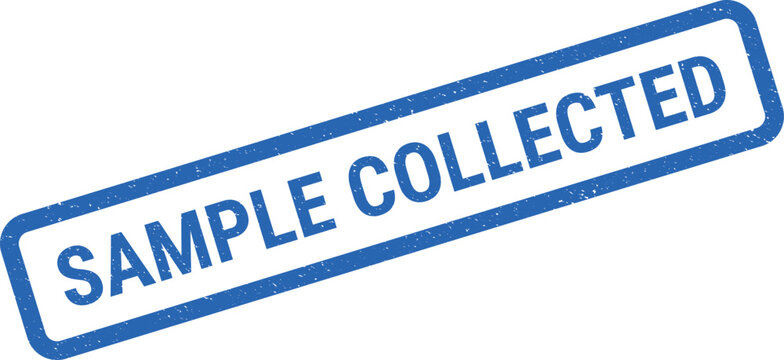 Official blue rubber stamp impression indicating a laboratory sample successfully gathered for important analysis and testing