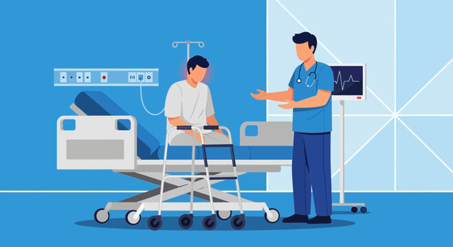 Hospital Scene Depicting Patient Consultation With Doctor Medical Equipment Assistance