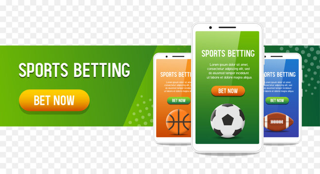 Sports betting. Vector 3d banner for website. Vector 3d illustration.