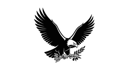 Fototapeta premium Patriotic American Bald Eagle Vector Emblem with Arrows and Olive Branch