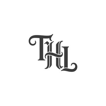 Intertwined decorative THL monogram logo design.