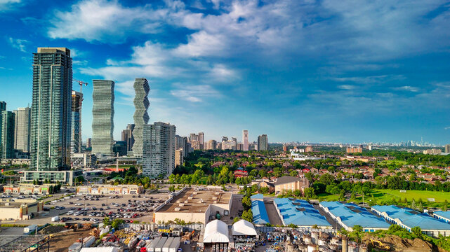 Aerial view of Mississauga skyline on a beautiful summer day, Ontario - Canada