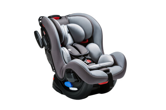 Isolated modern gray baby car seat for infant safety and child protection in vehicle