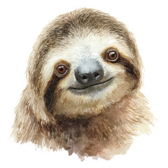 Sloth, watercolor painting vector, isolated on a white background. © F-ART
