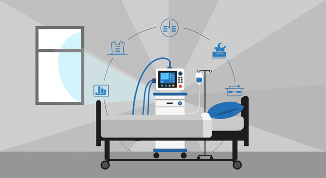 Hospital Room Visualization Of Advanced Healthcare Technology And Patient Monitoring System