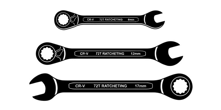 American labor day black ratcheting combination wrenches 8mm 12mm 17mm