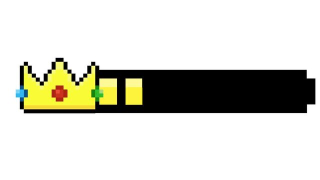 Vibrant Pixel Art Crown and Progress Bar Icon for Retro Gaming Interfaces - Digital Health or Status Indicator Element for Fantasy Games and Online Platforms