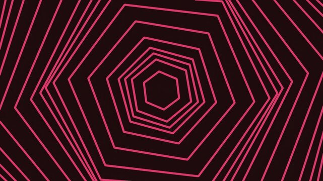 Abstract background with repeating pink hexagon lines creating a tunnel effect.