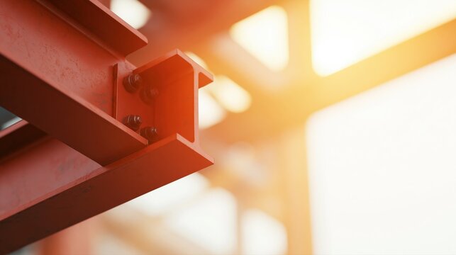Modern steel construction framework with copy space for industrial engineering and architecture banner