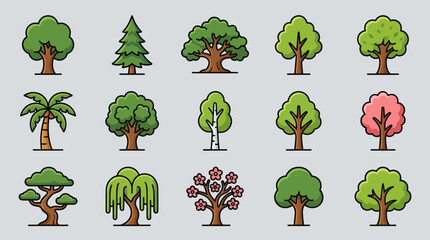 Collection of diverse tree icons © Slebeww