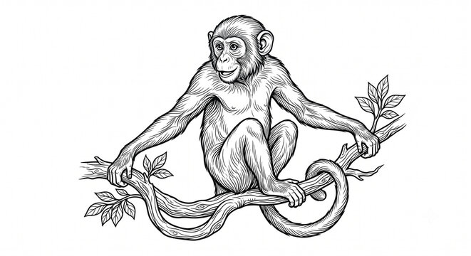 monkey line art