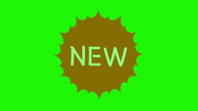 New sticker badge notification on green screen background