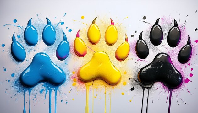 cmyk dog paws with blots