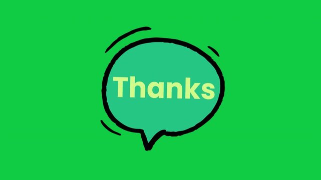 Thanks Teal Speech Bubble Social Media Sticker on Green Background