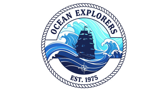 Ocean Explorers logo with ship and waves.