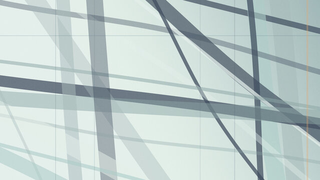 Geometric building facade with intersecting lines and cool gray light-blue tones, creating a modern architectural mood for business, design, and website layouts with copy space.
