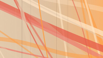 Abstract geometric wall mural with coral, peach, and warm beige stripes and intersecting lines, creating a lively modern mood for design, branding, or backgrounds. © Eldorado.S.Vector