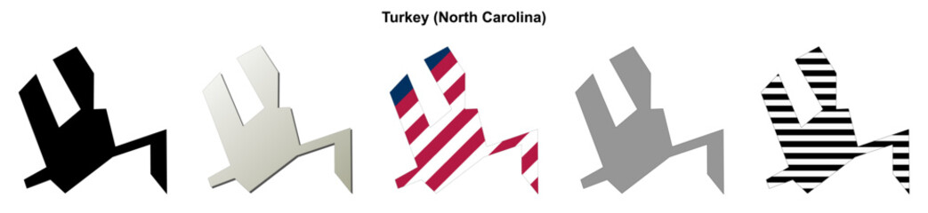 Obraz premium Turkey (North Carolina) blank outline map set